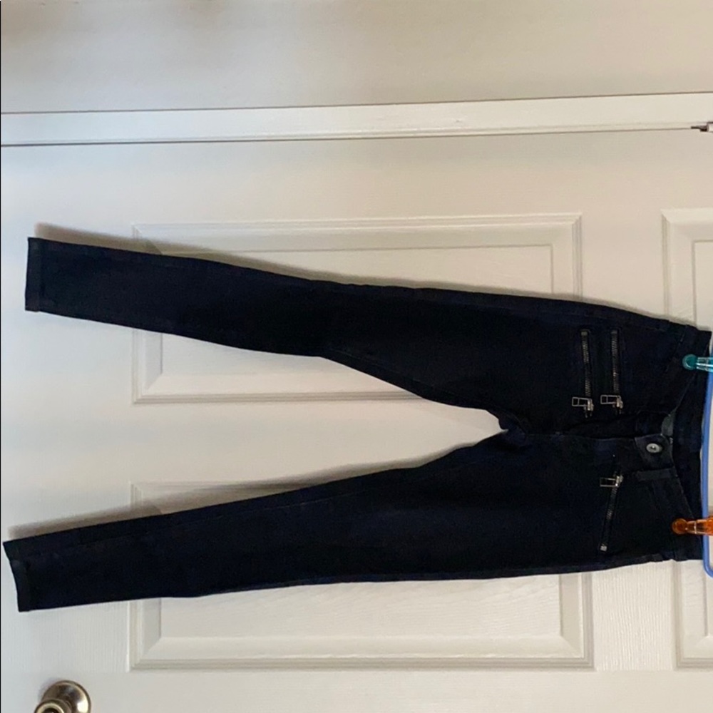 Skinny jeans with zippers dark blue